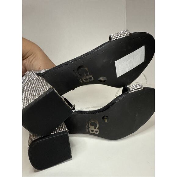 Gianni Bini Ronilynn Bling Jewel Embellished Ankle Strap Block Heel Sandals 6.5 - Picture 7 of 11